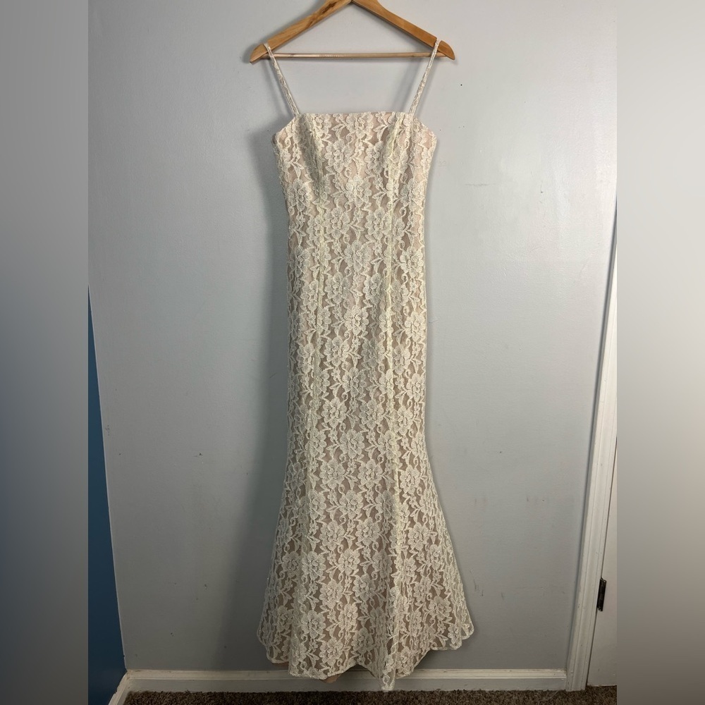 Night Way Collections Cream Sheath Dress Spaghetti Strap size 8